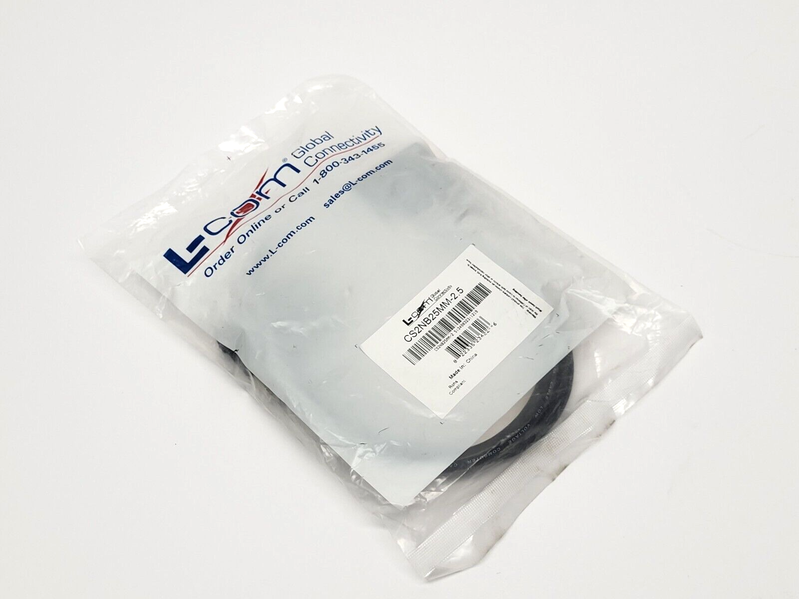 L-Com CS2NB25MM-2.5 Black D-Sub Cable Male/Male Connectors 2.5' - New - Maverick Industrial Sales