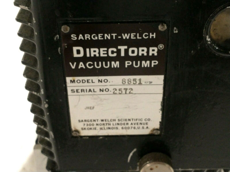Sargent-Welch 8851 DirecTorr Vacuum Pump w/ Franklin 1101681410 Motor 1725rpm - Maverick Industrial Sales