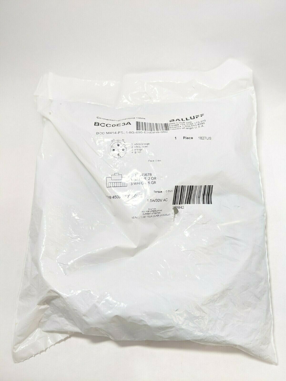 Balluff BCC0E3A Cordset M12 Male 4 Pin to RJ45 BCC M414-E894-8G-695-EX64N9-050 - Maverick Industrial Sales