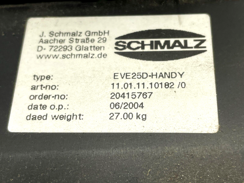 Schmalz SV 1025 C 000 IKZZ Rotary Vane Vacuum Pump - Maverick Industrial Sales