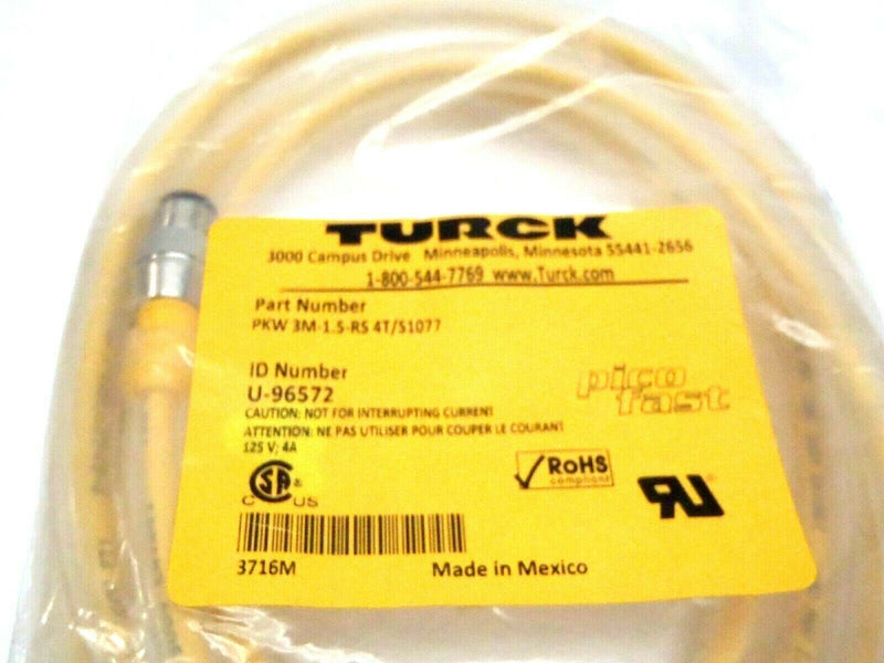 Turck PKG 3M-1.5-RS 4T/S1077 U-96572 1.5 Meter Male M12 Angled Female M8 Cordset - Maverick Industrial Sales