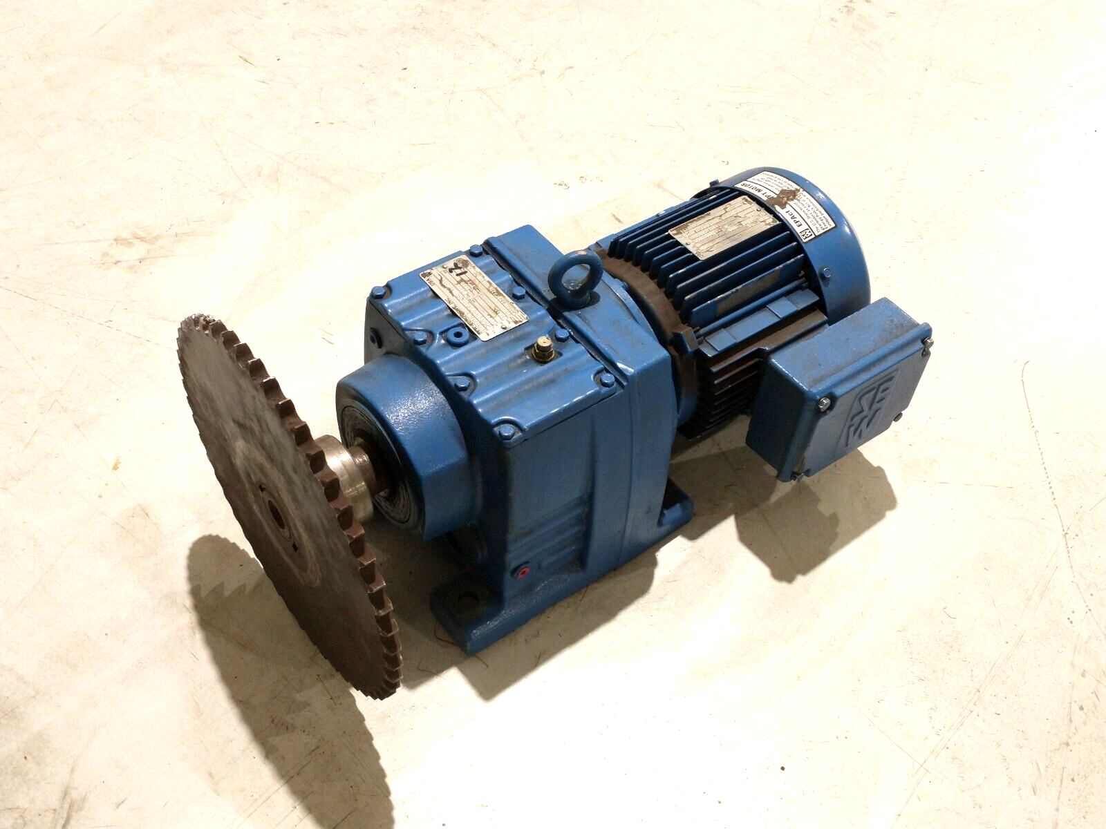 SEW DFT90L4 Motor 2HP 1720RPM DT79 3PH w/ R77DT90L4 Gear Reducer 81.80 Ratio - Used - Maverick Industrial Sales
