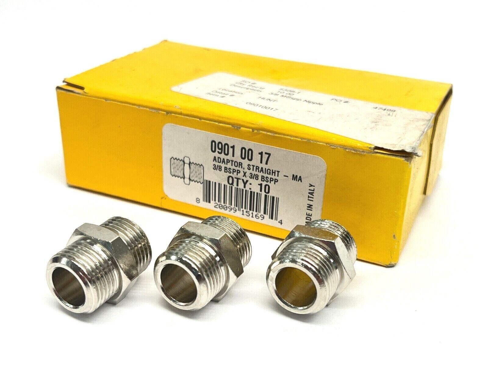 Legris 09010017 3/8in BSPP Male Straight Adaptor 3/8 BSPP x 3/8 BSPP LOT OF 3 - Maverick Industrial Sales