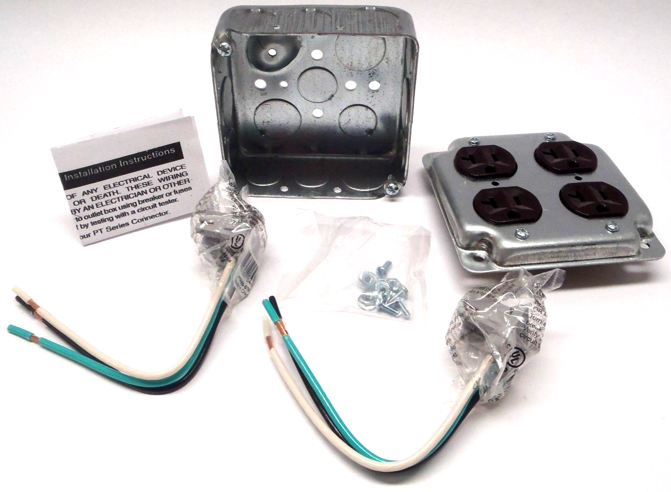 Pass & Seymour PlugTail PTRA6-STR 2 Gang Metal Box w/ 125V 20 Amp Receptacles - Maverick Industrial Sales