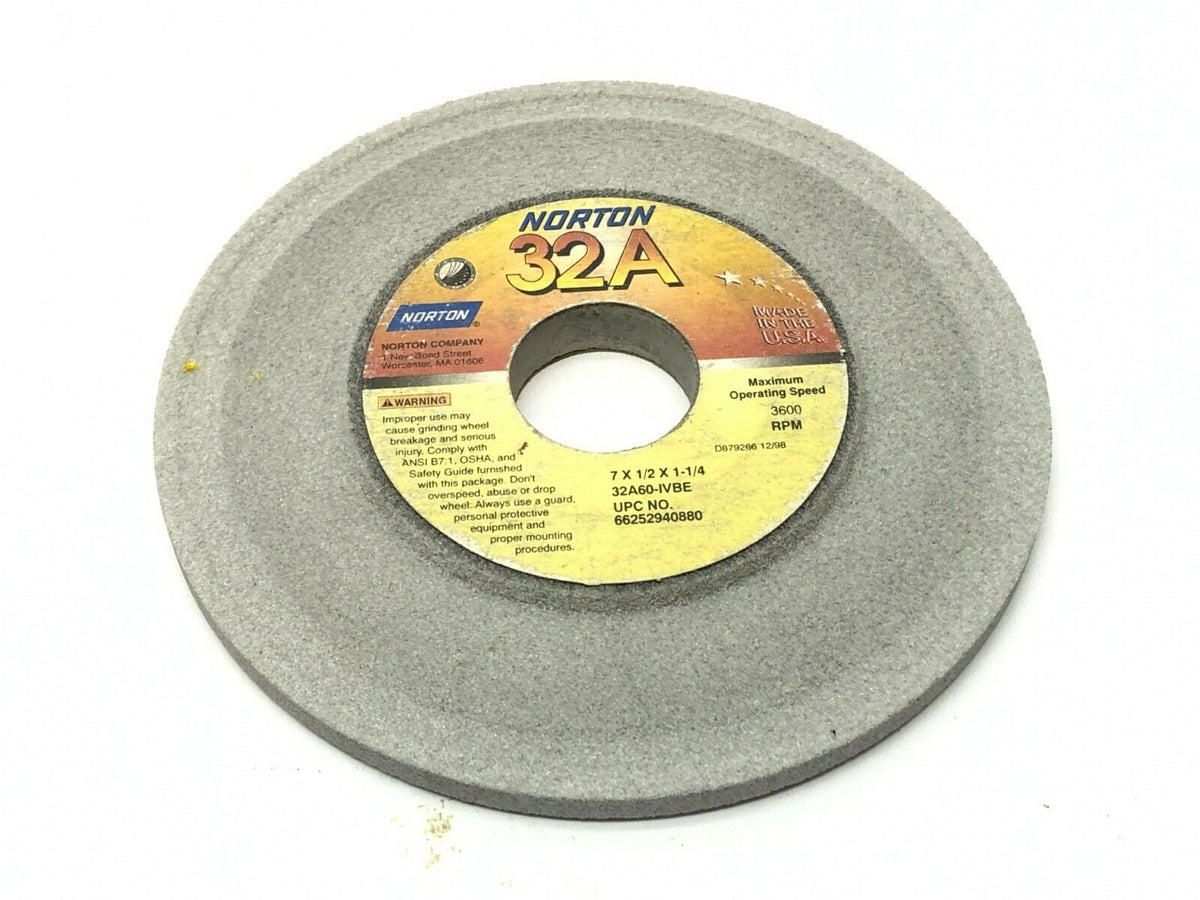 32A60-IVBE | Norton Grinding Wheels 1-1/4" Bore 3600 RPM LOT OF 5 - Used - Maverick Industrial Sales