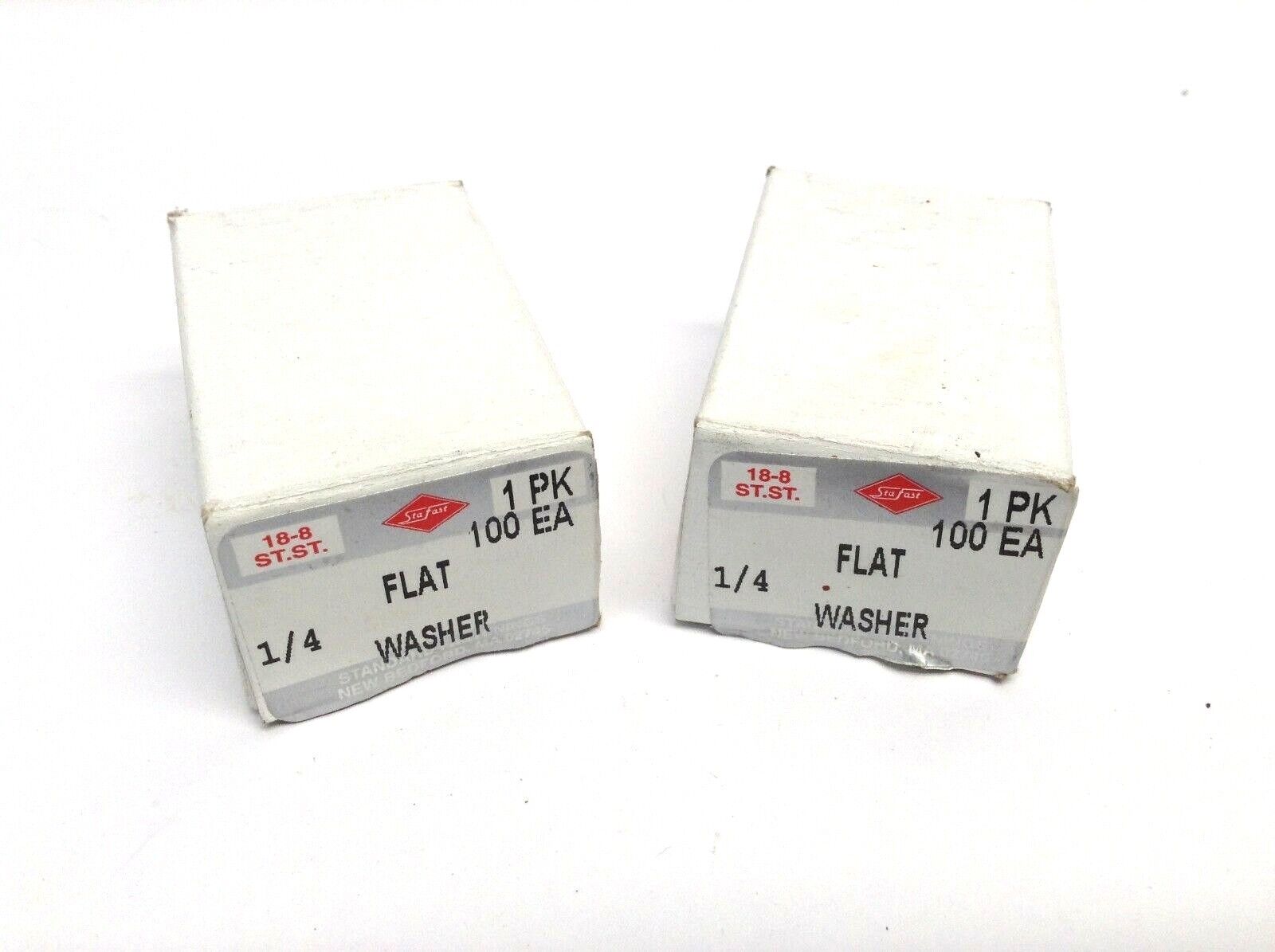 1/4 18-8 ST.ST | STA-FAST 1/4 Flat Washer 18-8 ST.ST Box of 100 LOT OF 2 - New - Maverick Industrial Sales