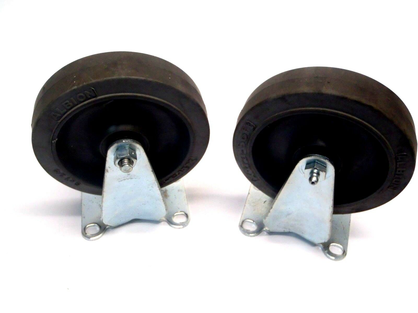 Lot of (2) Albion 5 x 1-1/4" Xtra Soft Caster, 3-5/8 x 2-1/2" X Style Mount - Used - Maverick Industrial Sales