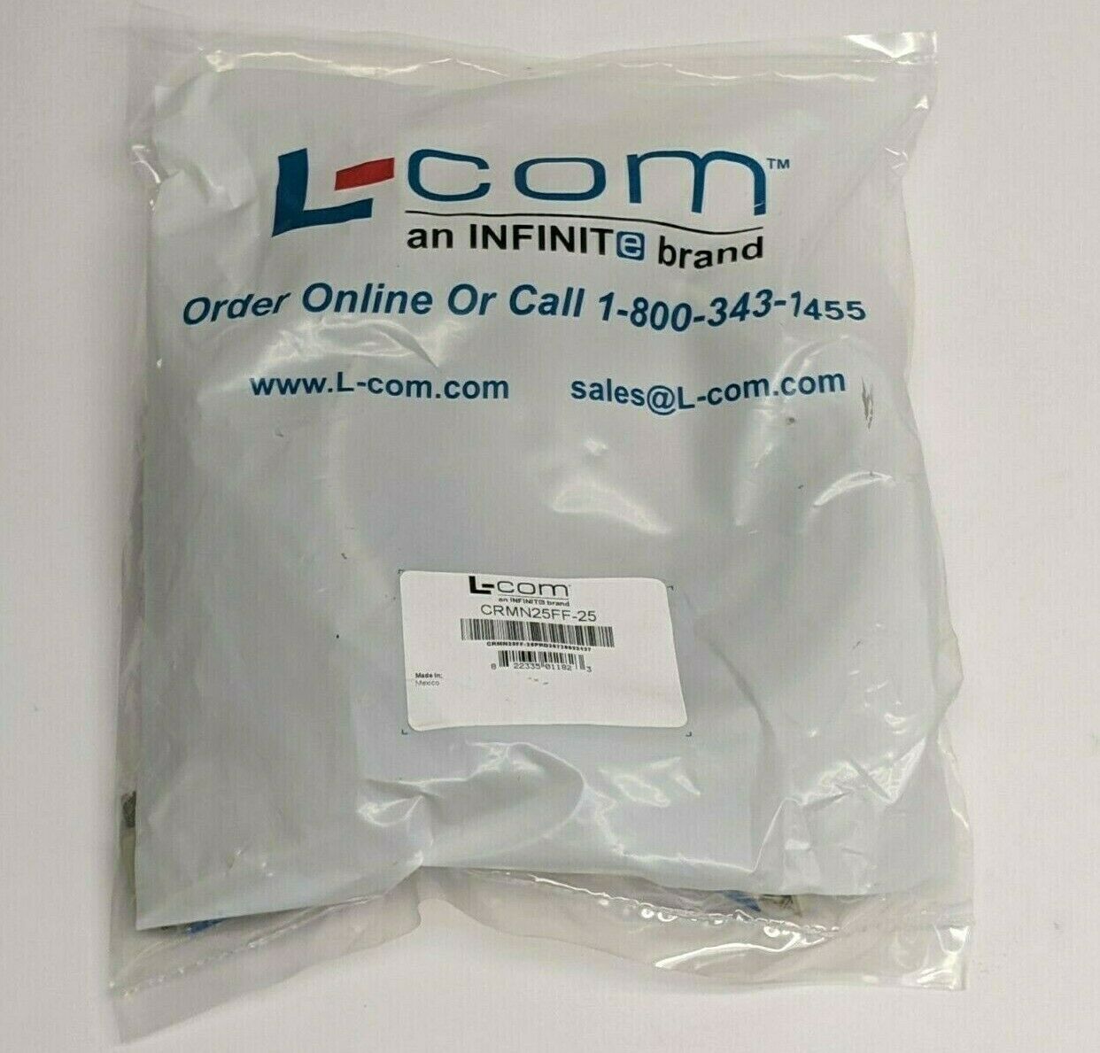 L-Com CRMN25FF-25 Reversible Hardware Molded D-Sub Cable, DB25 Female/Female 25' - Maverick Industrial Sales