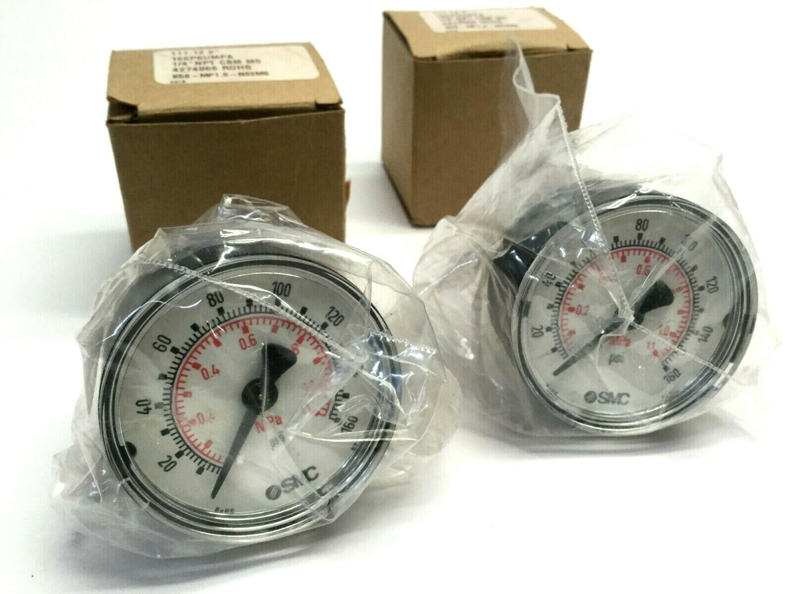 Lot of 2 SMC K50-MP1.0-N02MS Pressure Gauges - Maverick Industrial Sales