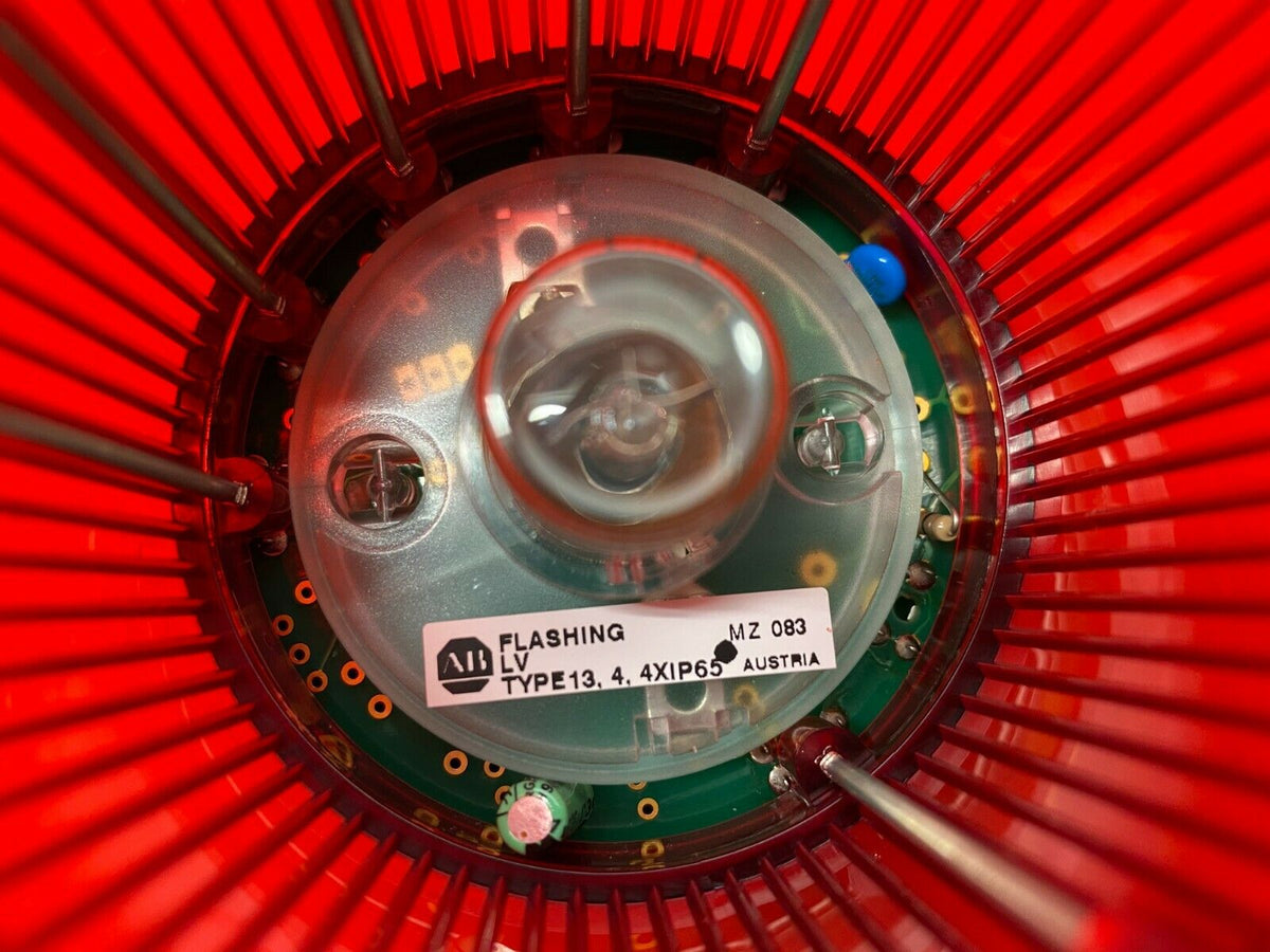 855T-B24FN4 | Allen Bradley Flashing Red Incandescent Stack Light 24V - Used - Maverick Industrial Sales