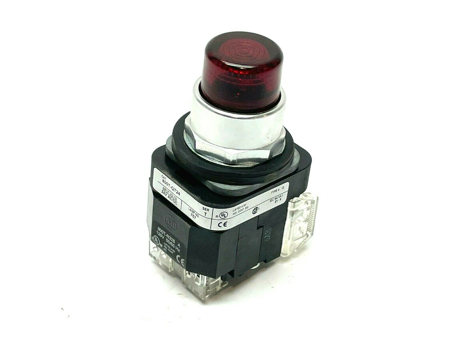 800T-QT24 | Allen Bradley Ser. T Pilot Light Push Button w/ 800T-N326 Ser.A Module - Used - Maverick Industrial Sales
