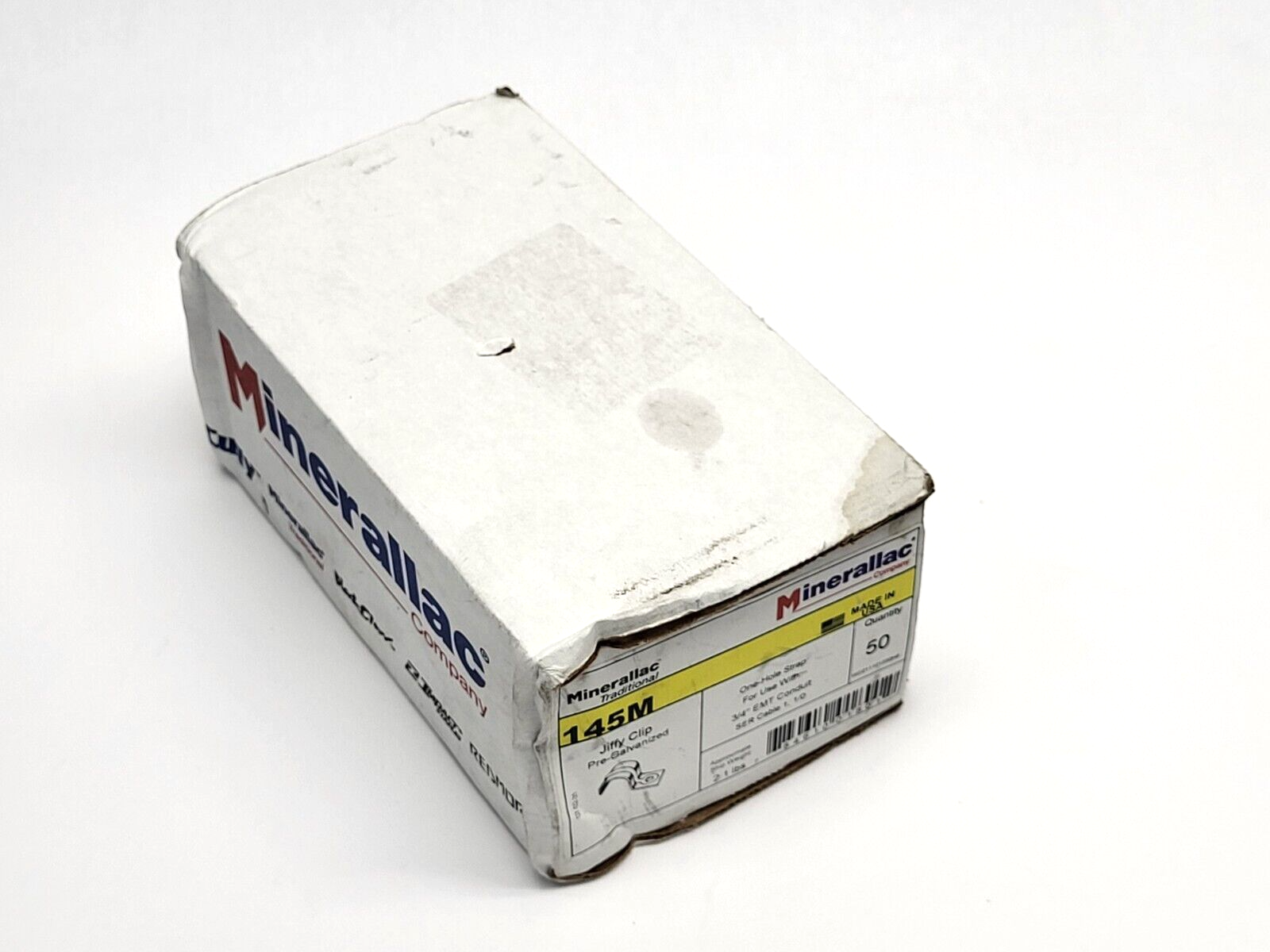 Minerallac 145M Jiffy Clip Pre Galvanized One-Hole Strap 3/4" EMT Conduit 50pcs - Maverick Industrial Sales