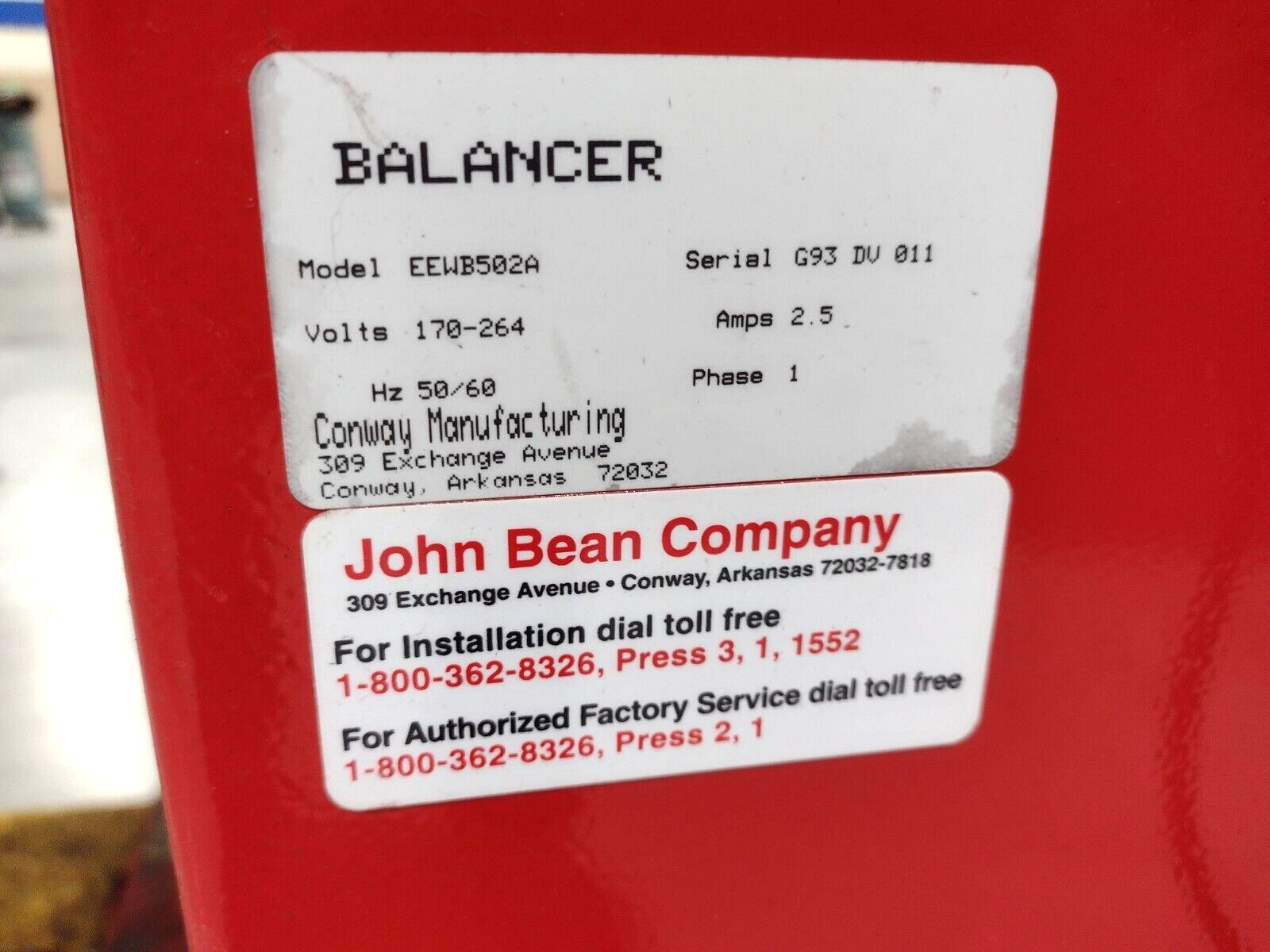 John Bean VPI System III EEWB502A 170-164V 2.4A VPI System 3 Tire Balancer - For parts or not working - Maverick Industrial Sales