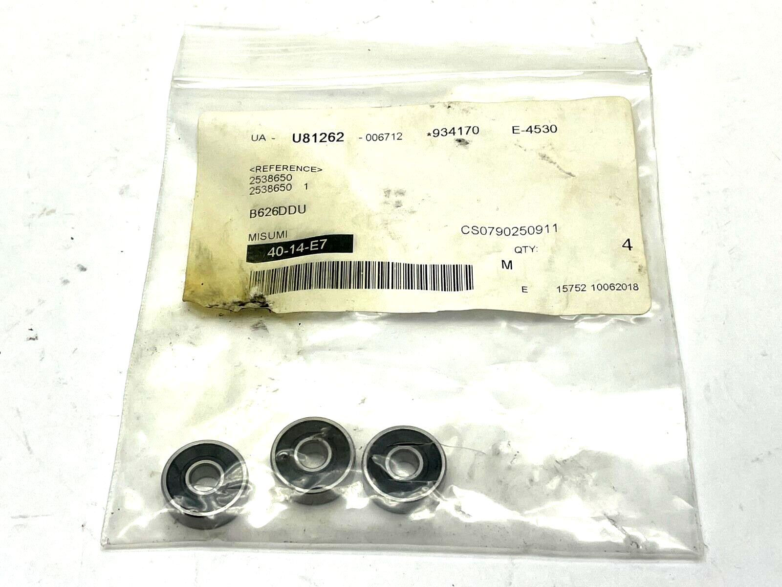 MiSUMI B626DDU Small Deep Groove Ball Bearing 19mm O.D. 6mm I.D. LOT OF 3 - New – Open box - Maverick Industrial Sales