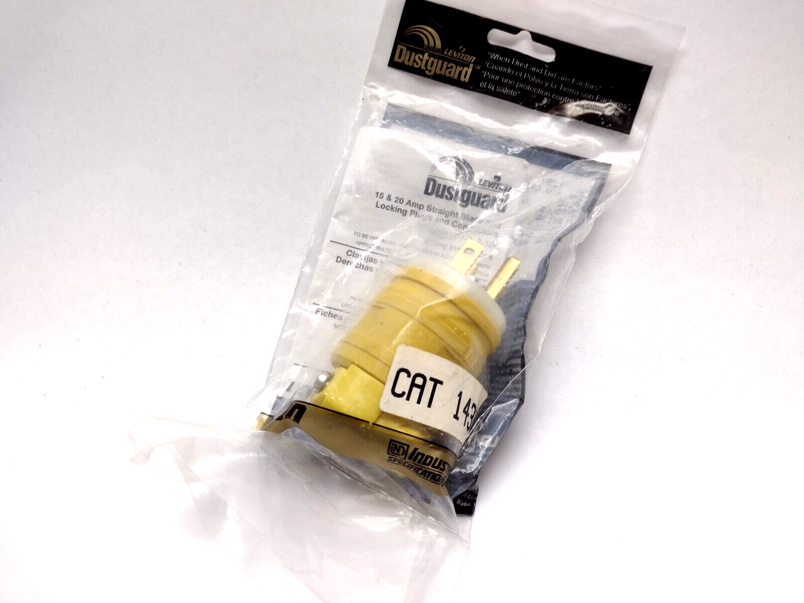 1433 | Leviton Dustguard 20 Amp Plug 125V, 5-20P Yellow - New - Maverick Industrial Sales