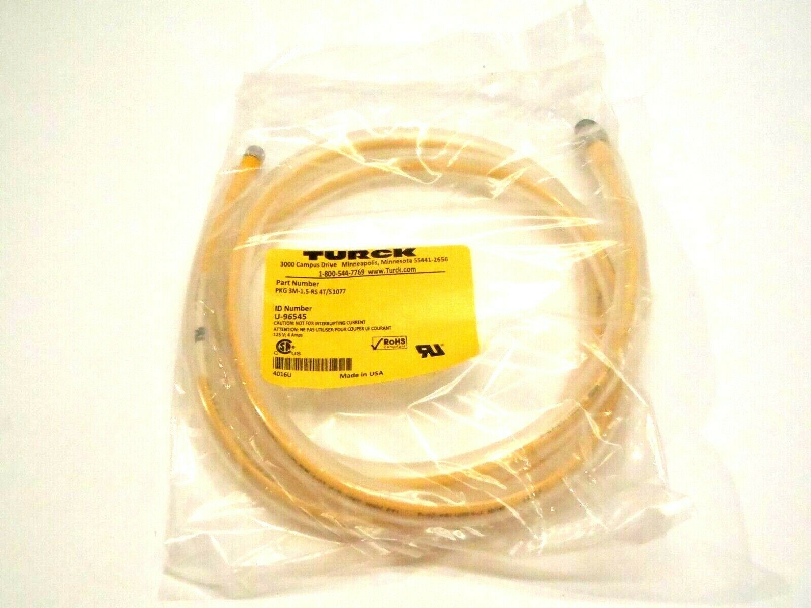 Turck PKG 3M-1.5-RS 4T/S1077 U-96545 1.5 Meter Male M12 to Female M8 Cordset - Maverick Industrial Sales