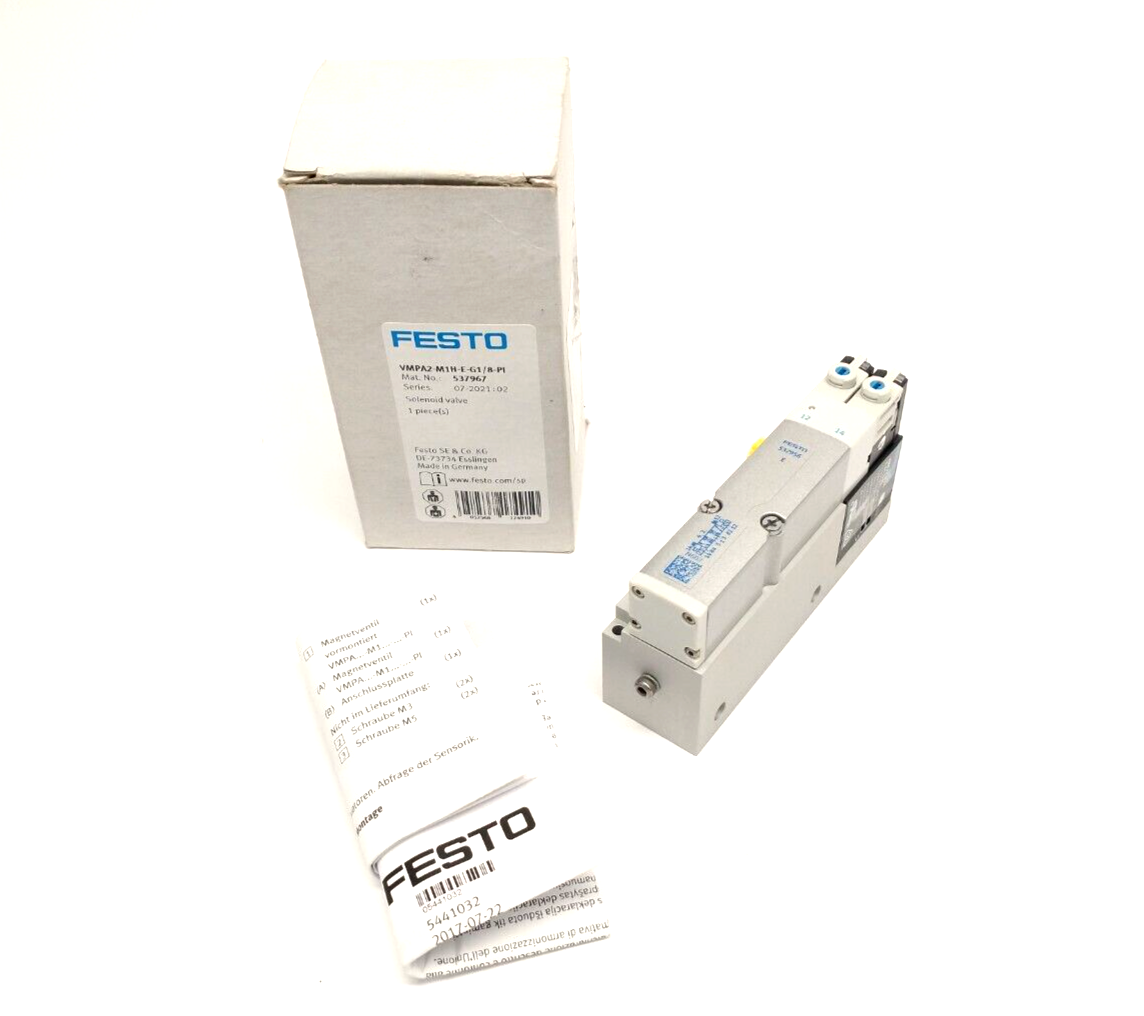 Festo VMPA2-M1H-E-G1/8-PI Air Solenoid Valve 5/3 Exhausted G1/8 537967 - Maverick Industrial Sales