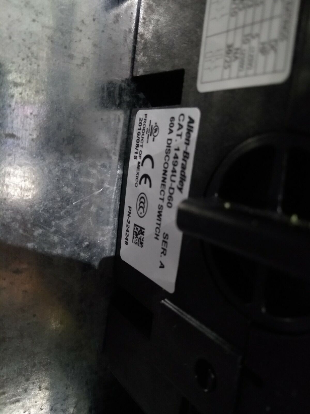 Hoffman A30X2E5410 Enclosure 30"x54.5"x10" 2 Doors w/ Allen Bradley 1494U-D60 - Used - Maverick Industrial Sales