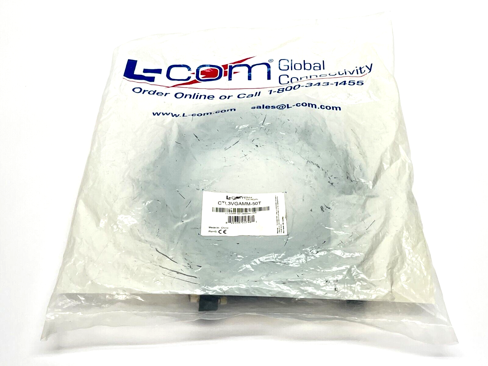 CTL3VGAMM-50T | L-Com Super Thin SVGA Cable HD15 Male/Male 50ft - New - Maverick Industrial Sales