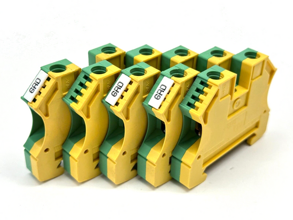 Weidmuller 1010300000 WPE 10 Terminal Ground Block Green/Yellow 10mm2 LOT OF 5 - Maverick Industrial Sales