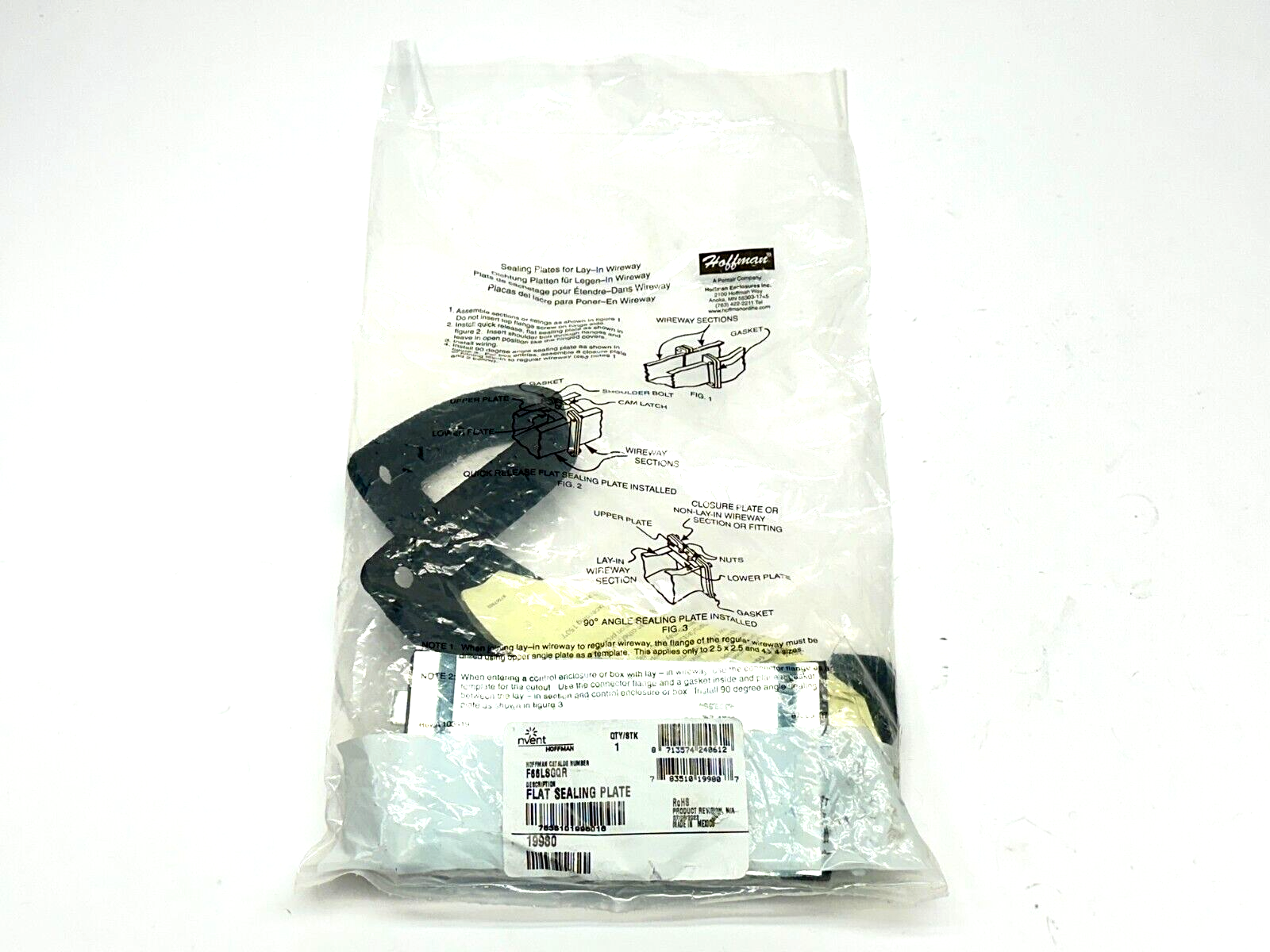 Hoffman F66LSGQR Flat Sealing Plate Cover and Gasket for Wireway 6" x 6" 19980 - New - Maverick Industrial Sales