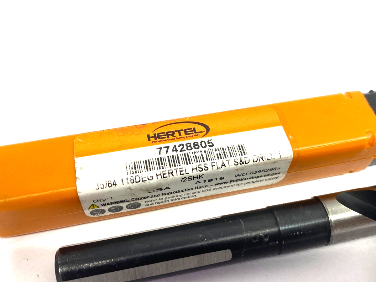 Hertel 77428605 Reduced Shank Drill Bit: 35/64'' Dia, 1/2'' Shank Dia, 118 ° HSS - Maverick Industrial Sales