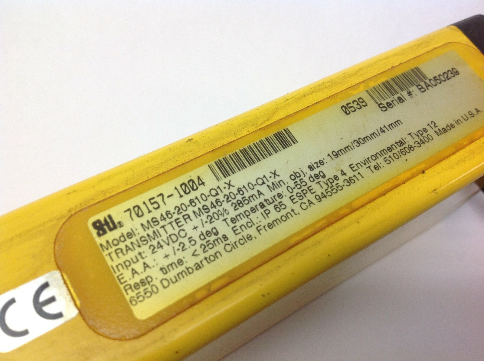 STI MS46-20-610-Q1-X Minisafe Light Curtain Transmitter 4600 Series 70157-1004 - Maverick Industrial Sales