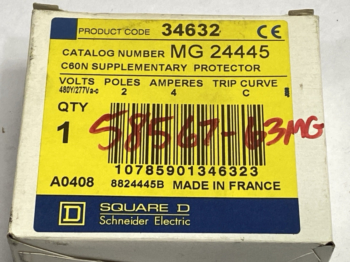 MG24445 | Square D Thermal Magnetic Circuit Breaker 2P 4A 277V/480Y - New – Open box - Maverick Industrial Sales