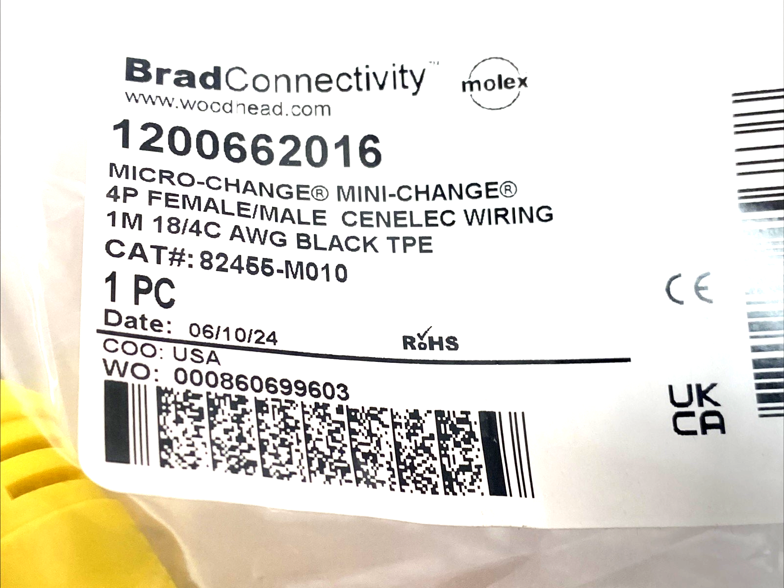 1200662016 | BradConnectivity M12 Micro‑Push Cable 2M A‑Coded Female‑Male - New - Maverick Industrial Sales