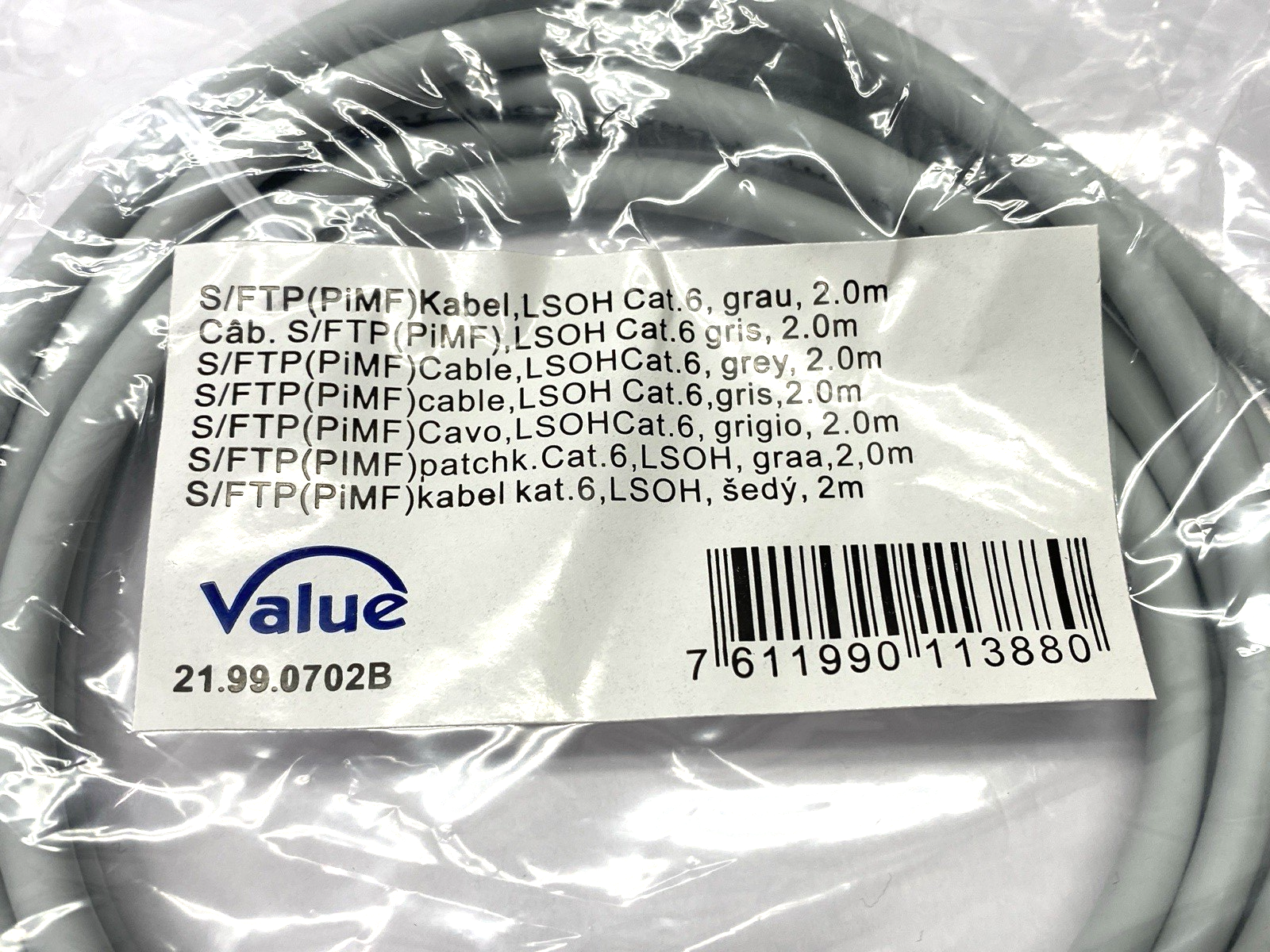 Value 21.99.0702B Double Ended Ethernet Cable RJ45 Male Connectors 2m LOT OF 2 - Maverick Industrial Sales