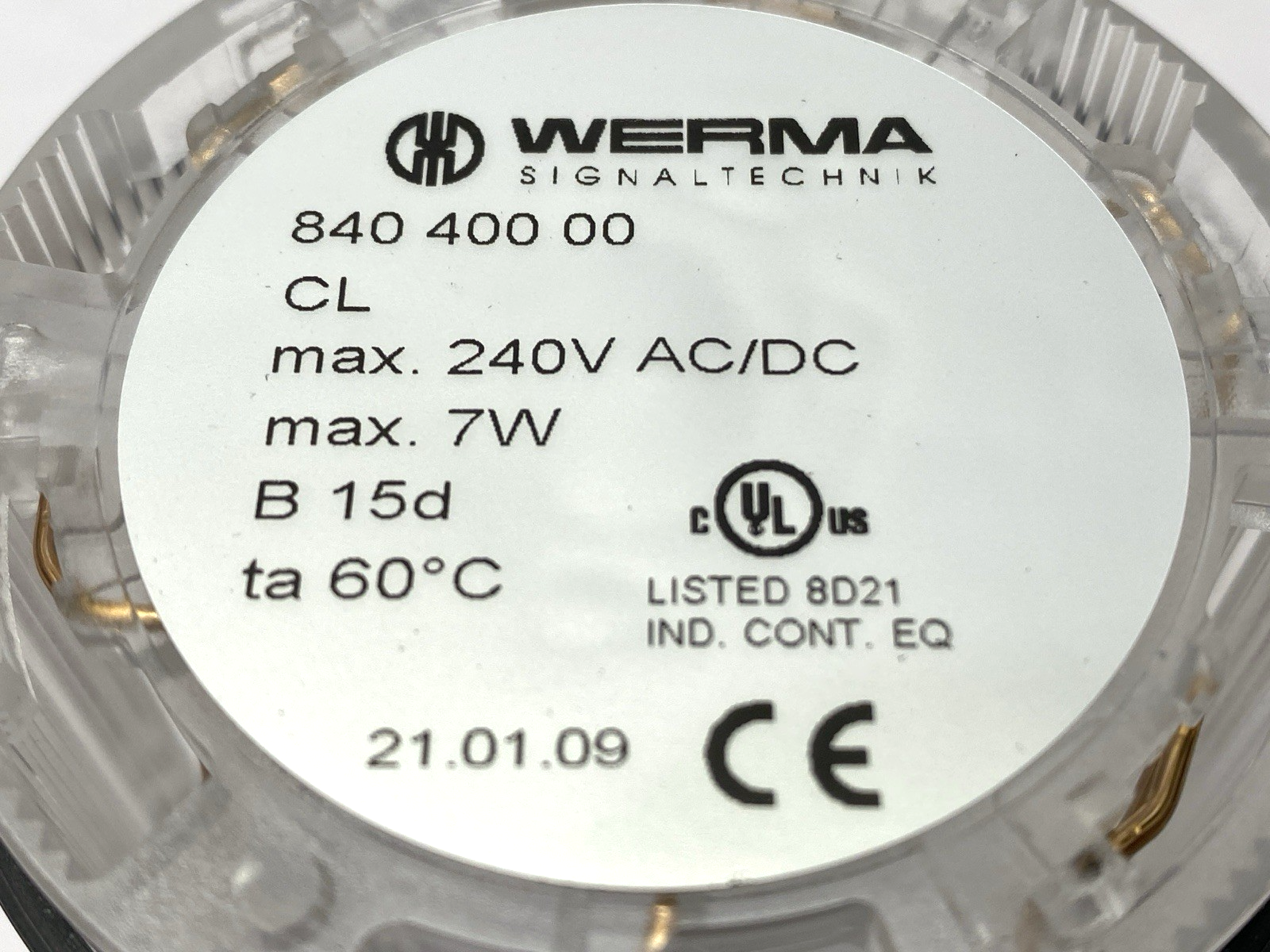 Werma 84040000 Clear Permanent Light Element 70mm Diameter 12-230VAC/DC CL - Maverick Industrial Sales