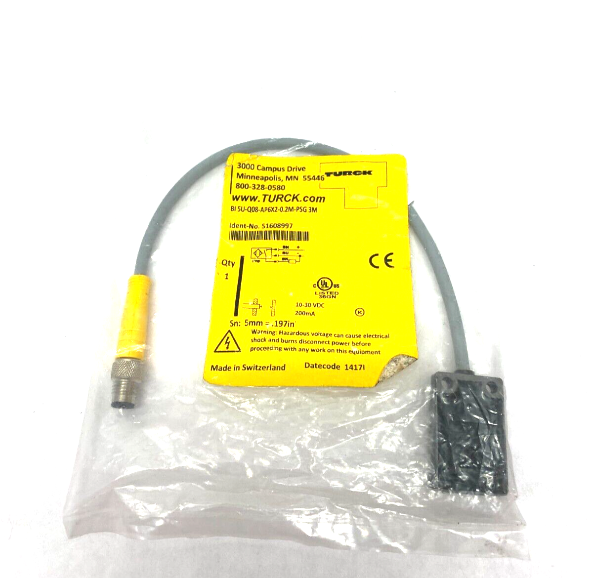 Turck BI5U-Q08-AP6X2-0.2M-PSG 3M Inductive Proximity Switch Sensor S1608997 - Maverick Industrial Sales