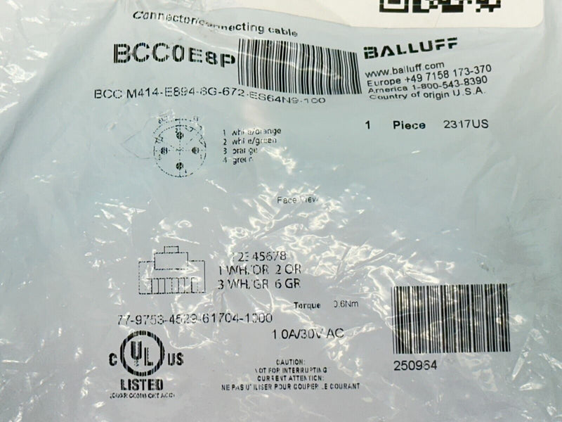 Balluff BCC M414-E894-8G-672-ES64N9-100 Cordset M12 4-Pin RJ45 4-Pin 10m BCC0E8P - Maverick Industrial Sales