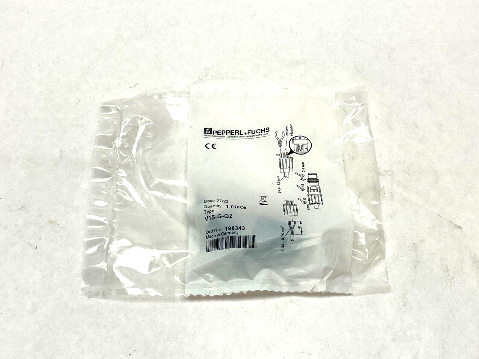 Pepperl+Fuchs V1S-G-Q2 Field-Attachable Male Connector 198343 - Maverick Industrial Sales