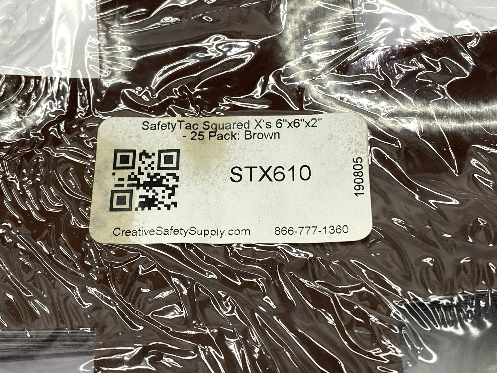 STX610 | SafetyTac Squared X's Brown Floor Marking Sticker 6" x 6" x 2" PKG OF 25 - New - Maverick Industrial Sales