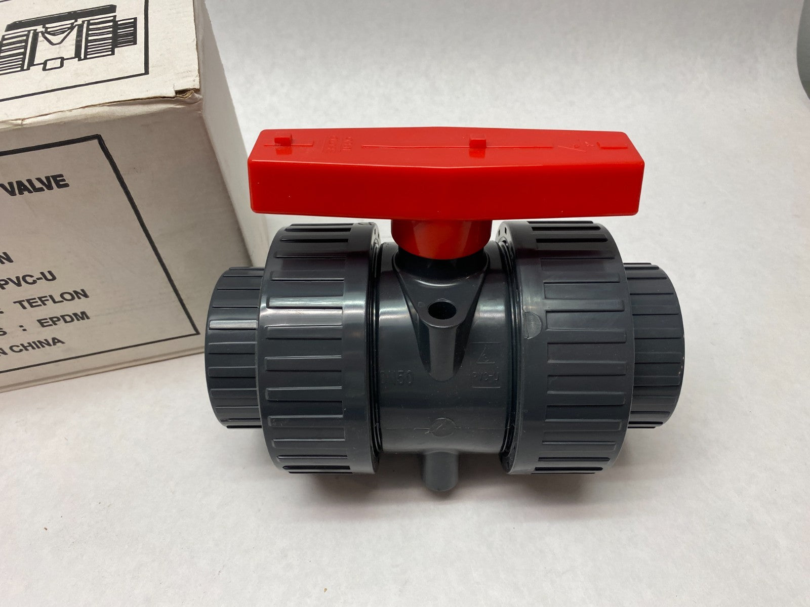DN50 2" Double Union Ball Valve PVC-U, Teflon Seat, EPDM Seals - Maverick Industrial Sales