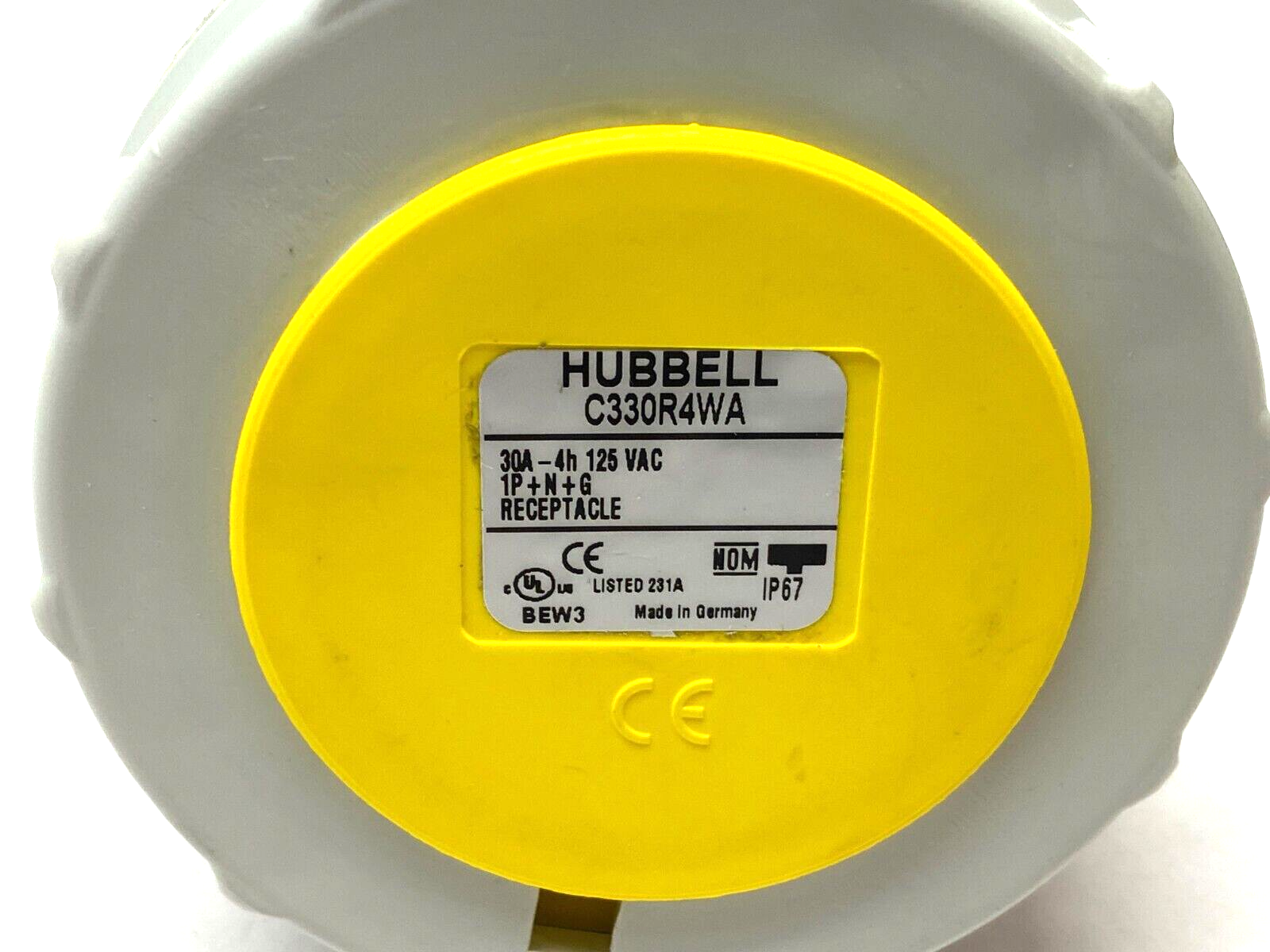 Hubbell C330R4WA Heavy Duty Female Pin & Sleeve Receptacle 2-Pole 3-Wire YELLOW - Maverick Industrial Sales