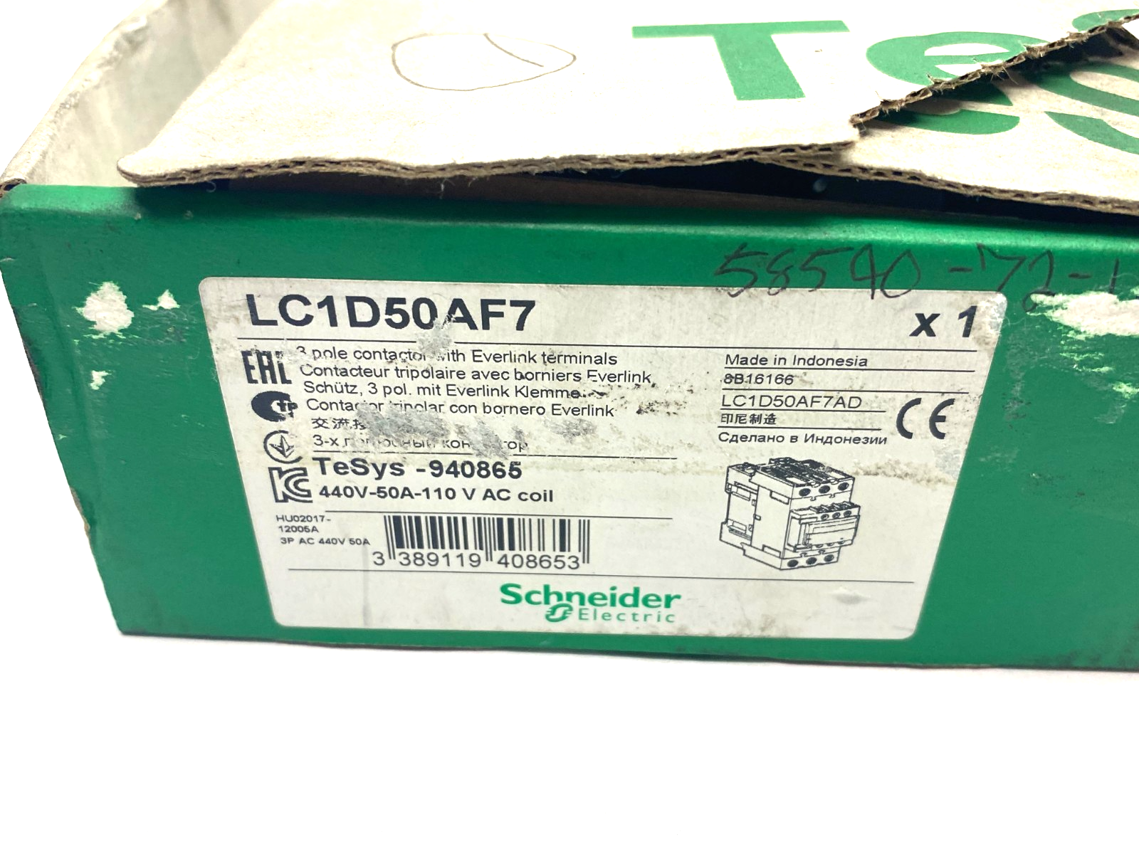 Schneider Electric LC1D50AF7 TeSys Deca IEC Contactor, Nonreversing 3-Phase - Maverick Industrial Sales