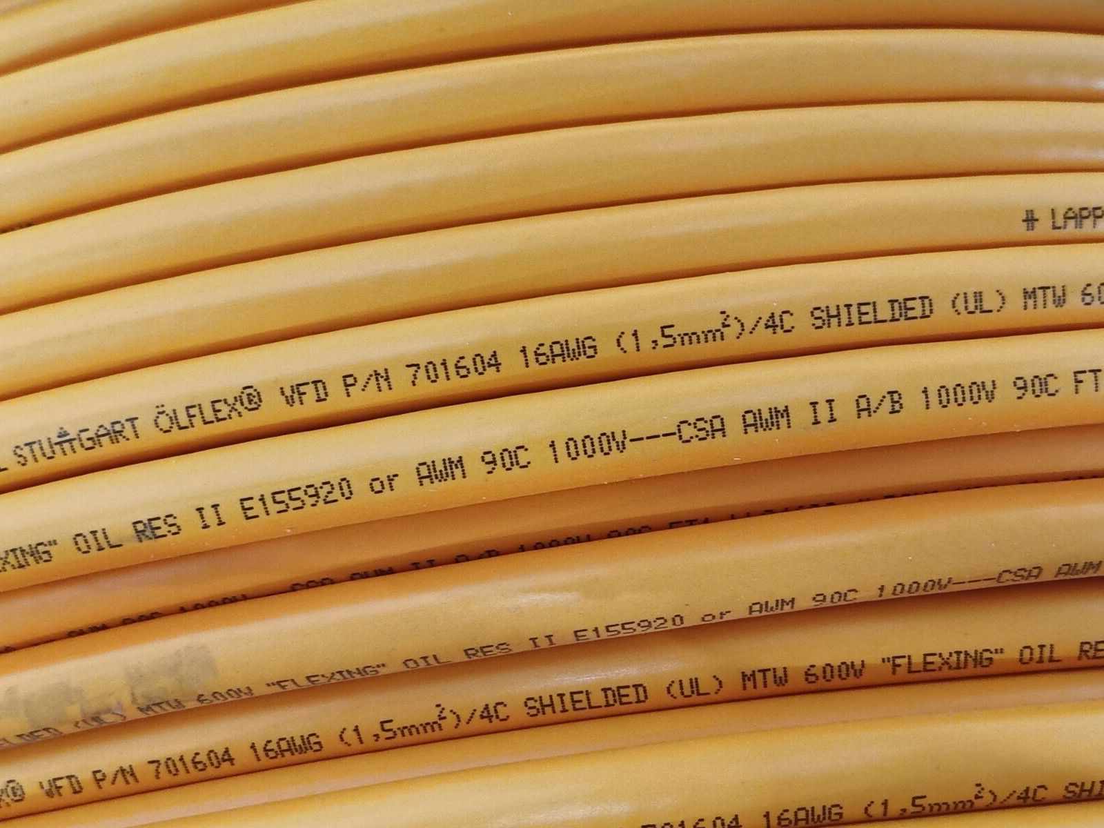 Lapp 701604 Olflex VFD Cable 16 AWG 4C Orange PVC 10' FT - Maverick Industrial Sales