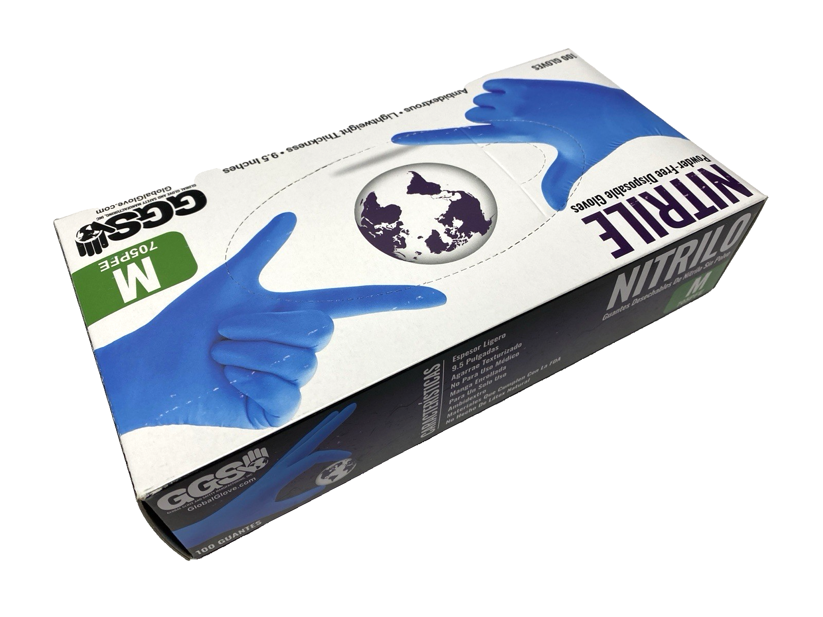 Global Glove & Safety 705PFE-M Nitrile Powder-Free Disposable Gloves PKG OF 100 - Maverick Industrial Sales