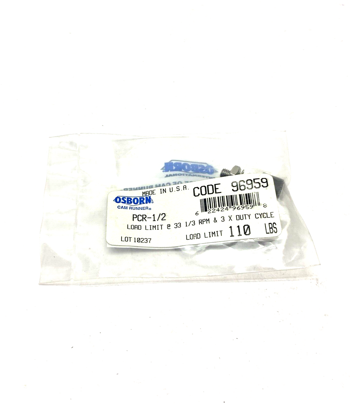 PCR-1/2, 96959 | Osborn PCR-1/2 Load Runner Cam Bearing Limit 110lbs 33-1/3 RPM & 3X Duty Cycle - New – Open box - Maverick Industrial Sales