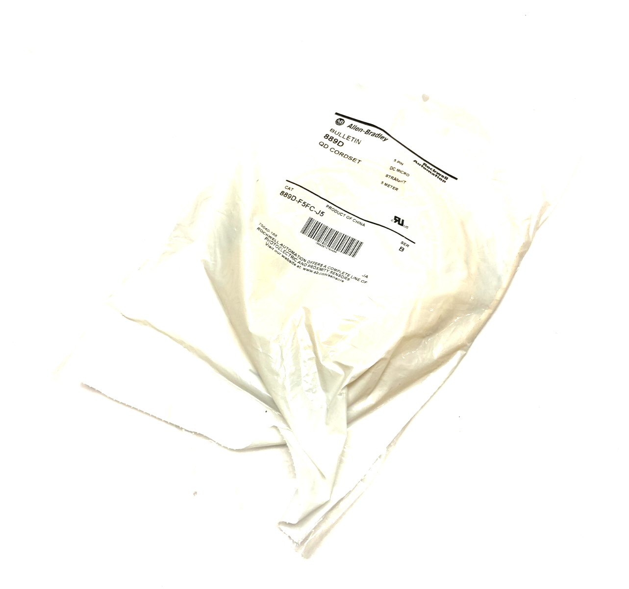 Allen Bradley 889D-F5FC-J5 Ser. B Straight DC Micro QD Cordset 5-Pin 5m - Maverick Industrial Sales