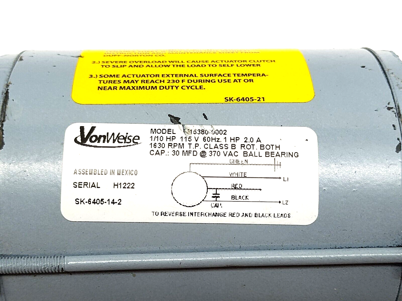 Duff-Norton SPB6405-18 Linear Actuator 18" Stroke, VonWeise Motor - Maverick Industrial Sales