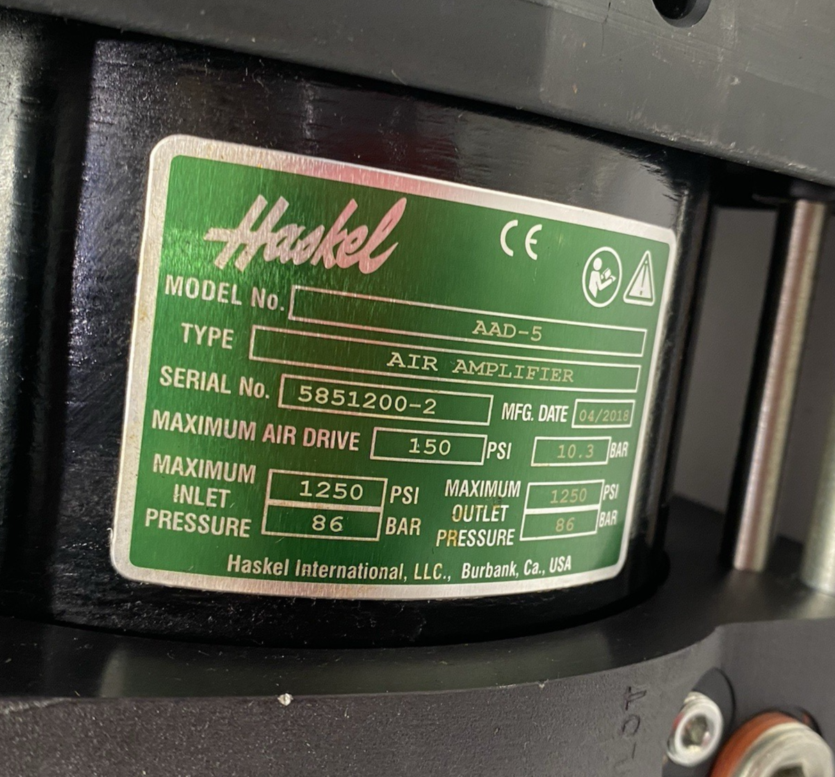 AAD-5 | Haskel Air Amplifier, Double Acting Single Stage, -5 Ratio - New Other - Maverick Industrial Sales