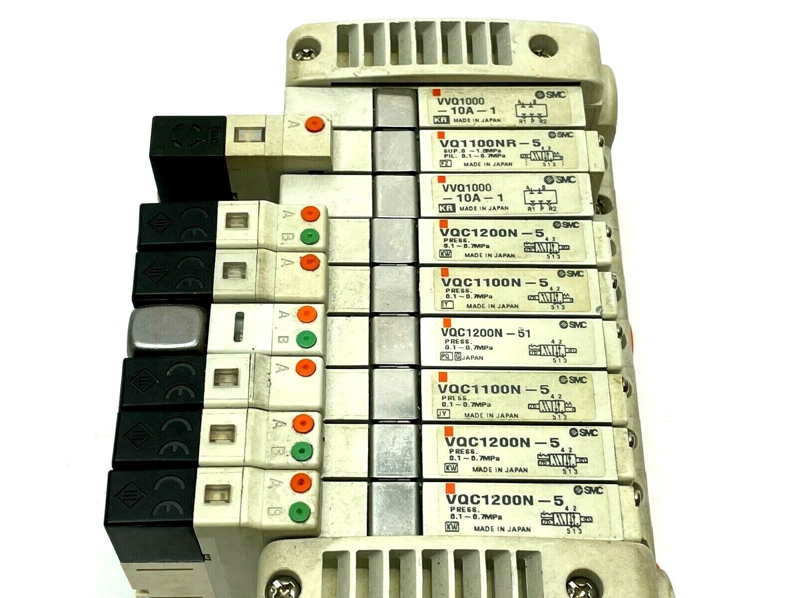 SMC VV5QC11-09N3TD0-S Manifold Base w/ Terminal Box and Solenoids - Maverick Industrial Sales