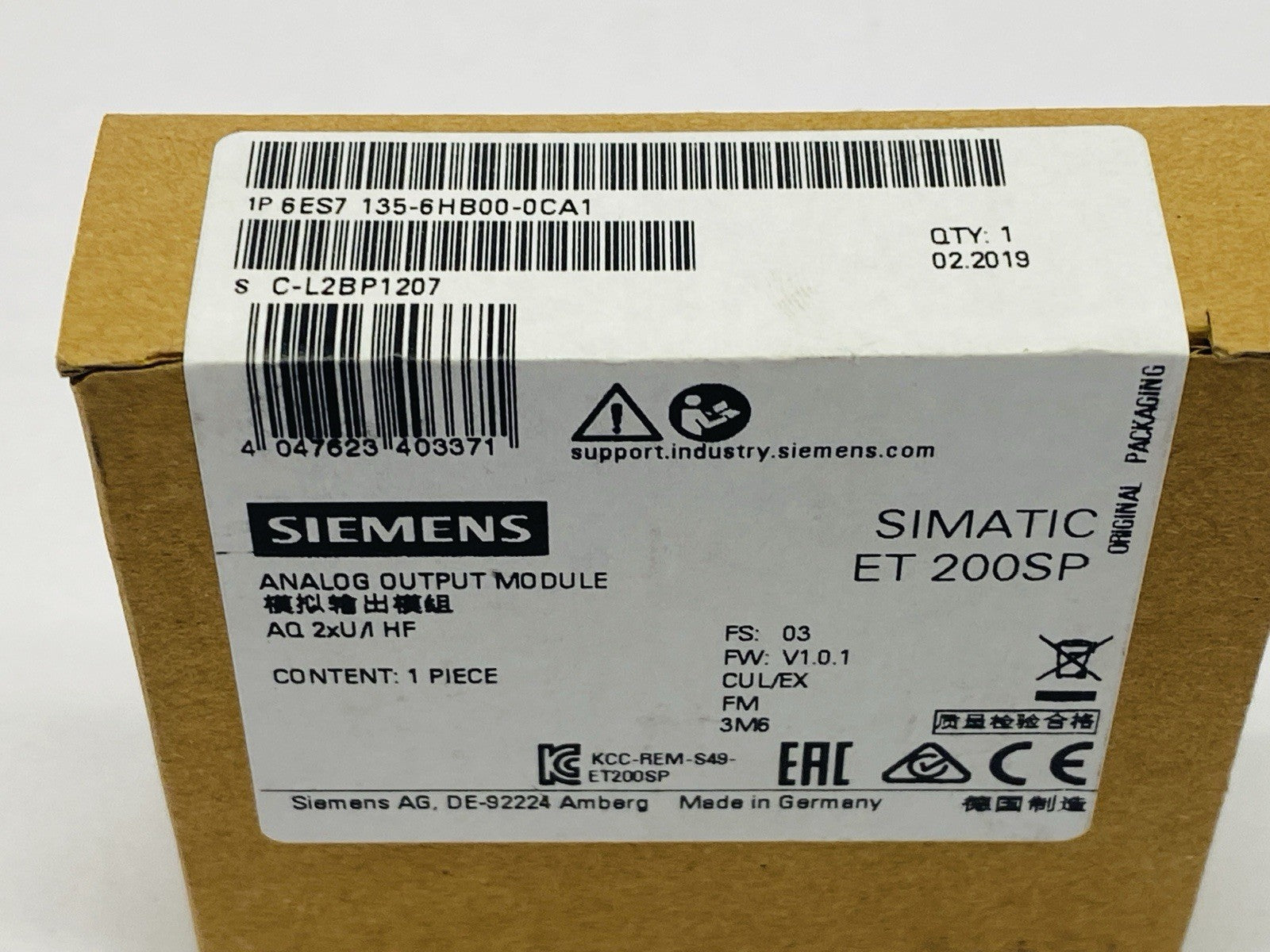 Siemens 6ES7135-6HB00-0CA1 SIMATIC ET 200SP Analog Output Module - Maverick Industrial Sales