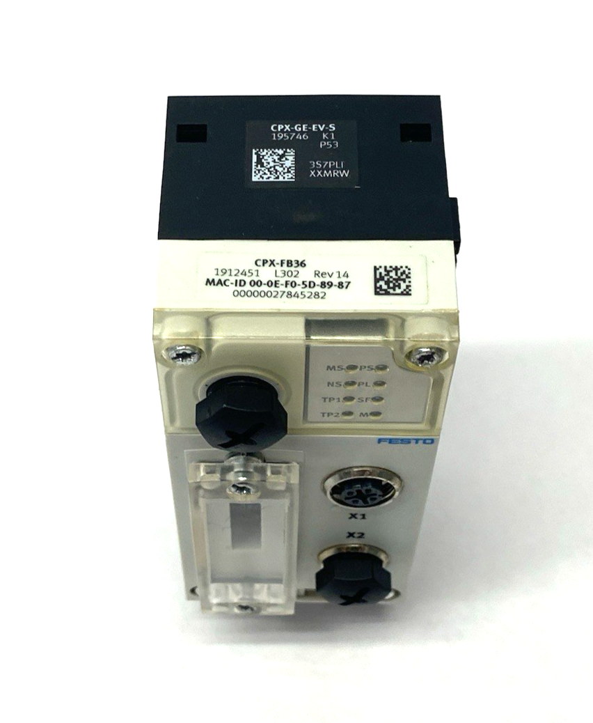 CPX-FB36 | Festo EtherNet/IP Modbus® TCP Node 1912451, CPX-GE-EV-S Interlink Block - Used - Maverick Industrial Sales