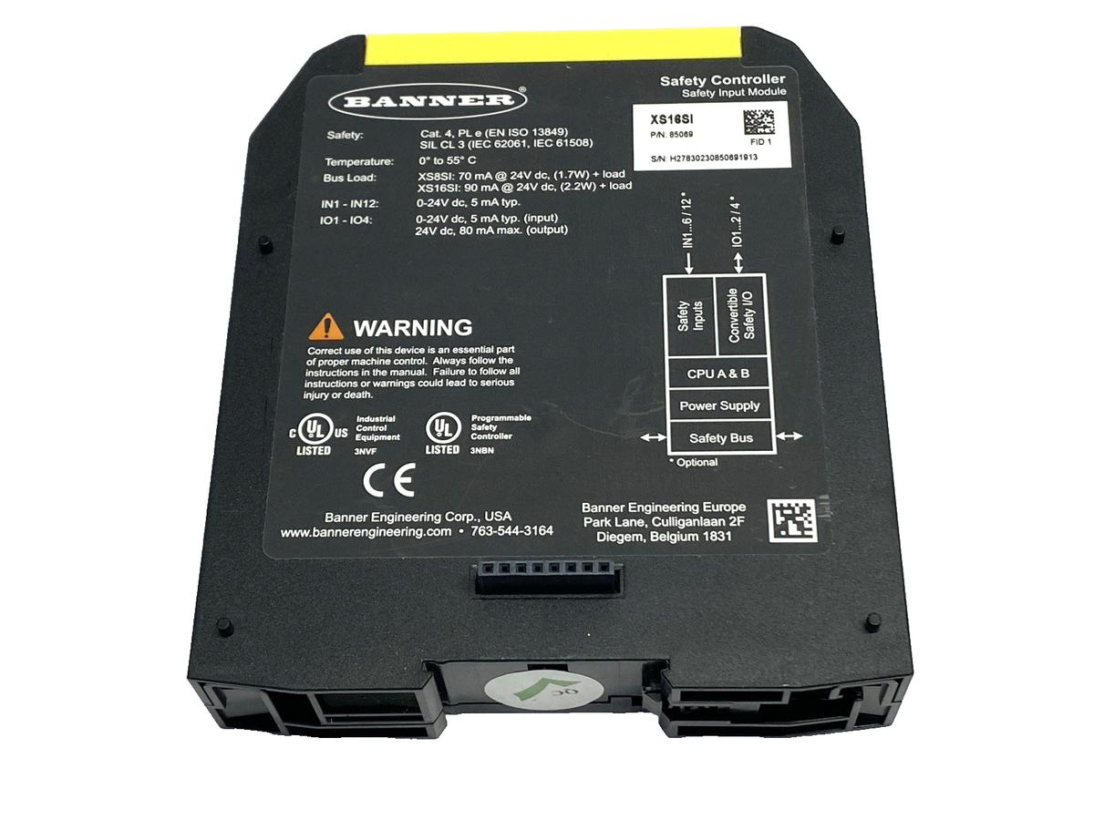 Banner XS16SI Safety Controller Input Module 85069 NO TERMINALS - Maverick Industrial Sales