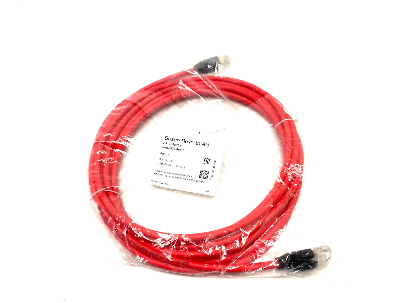 R911389205 | Bosch Rexroth SERCOS III Bus Cable 4-Pin Straight RKB0021/005,0 - New - Maverick Industrial Sales