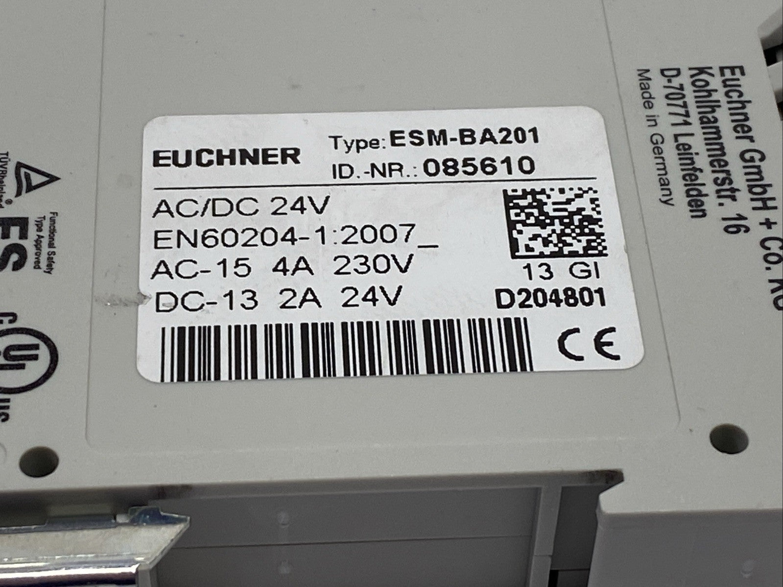 Euchner ESM-BA2 Safety Relay 24V 085610 - Maverick Industrial Sales